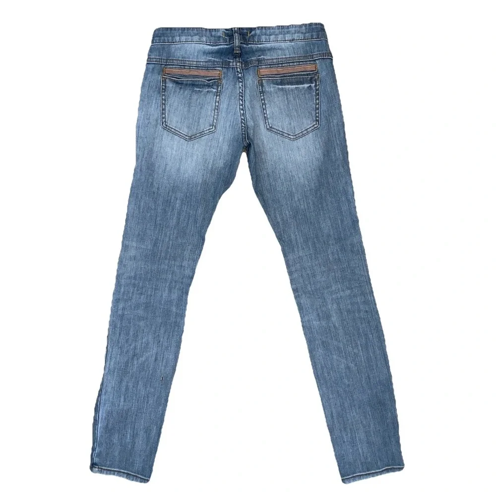 Free People Jeans Low Rise Straight W27x 30 Light Wash Sashiko Stitching Boho‎